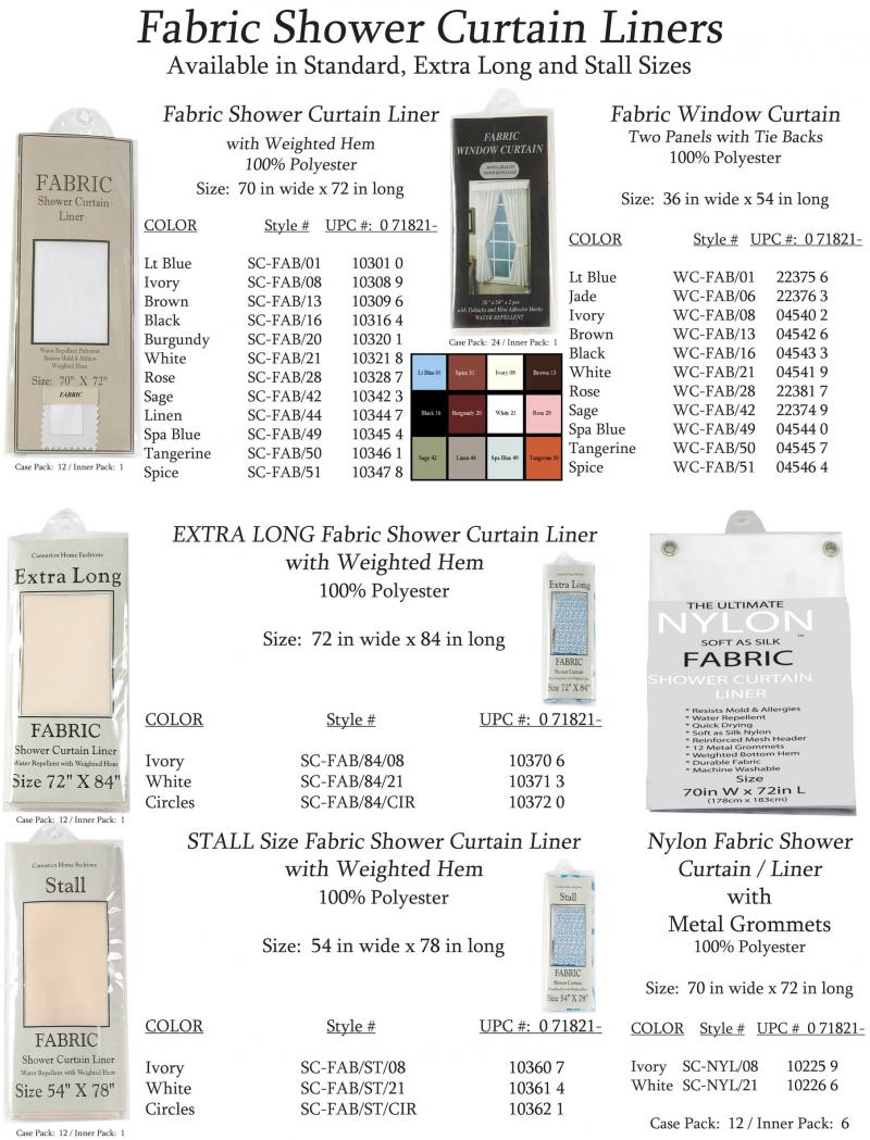 Fabric Shower Curtain Liners and Window Curtains