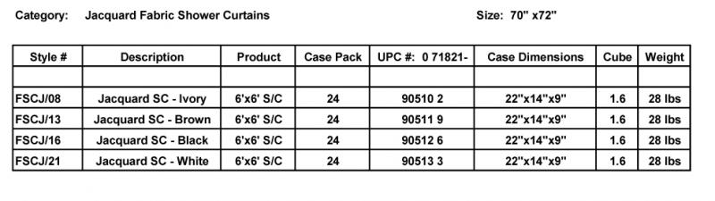 Product Information - Jacquard Fabric Shower Curtains