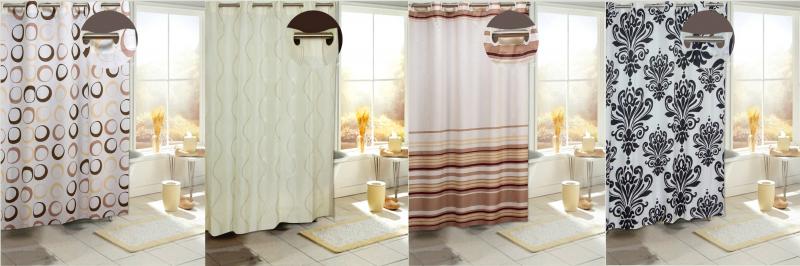 EZ On Shower Curtains - No Hooks Needed !